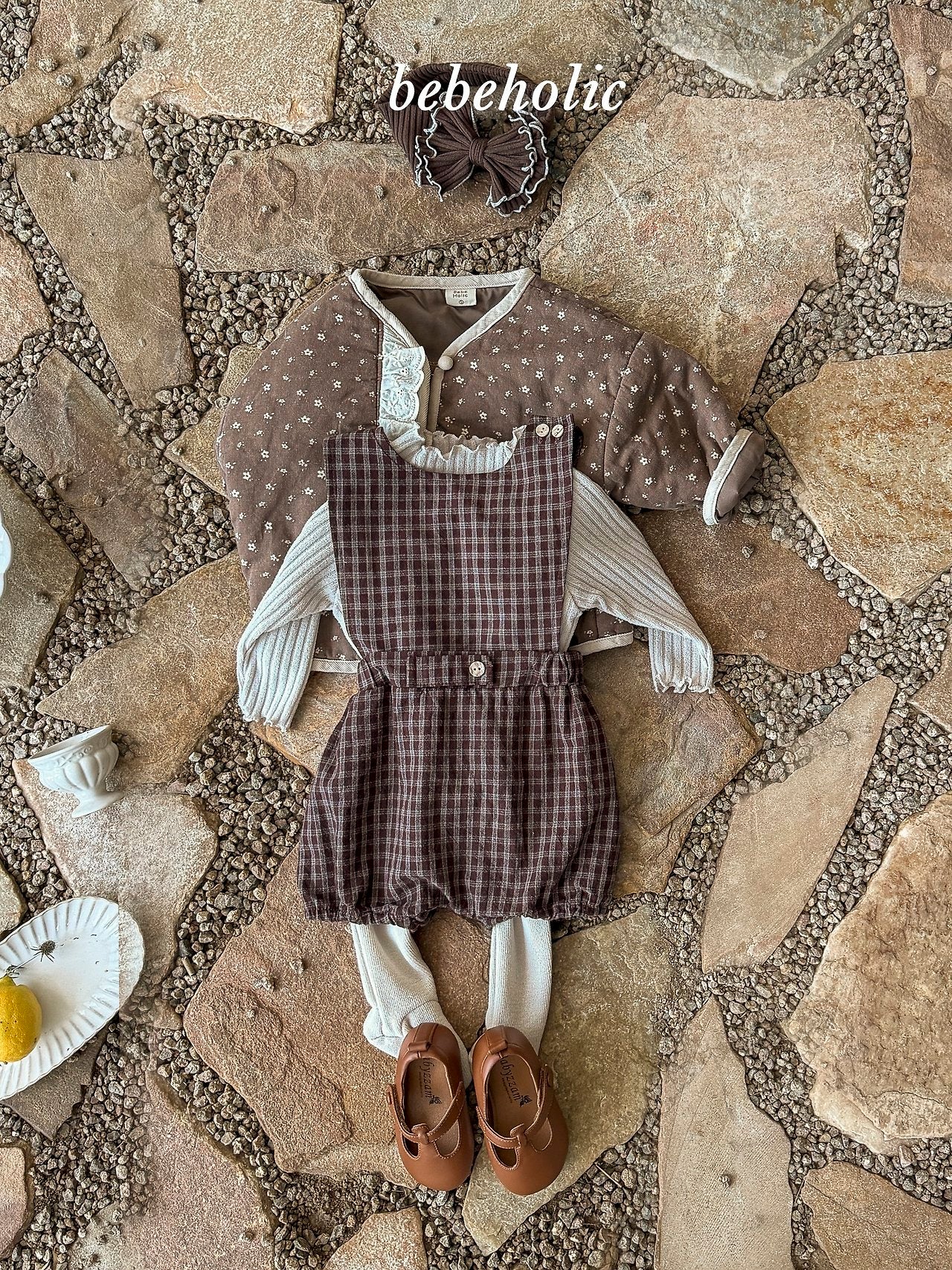 ［bebe holic］Kuku check suspender suit