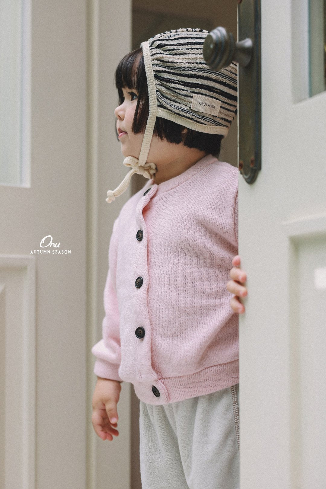 ［onu］Knit stripe bonnet