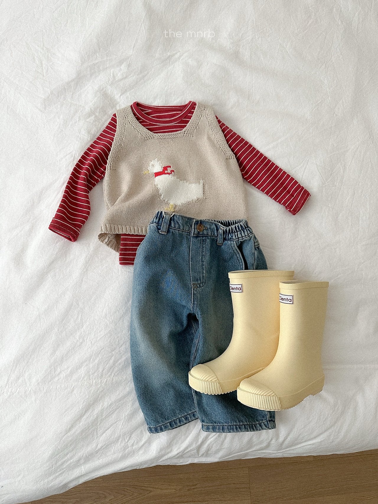 ［minirobe］Round Striped Long Sleeve Tee