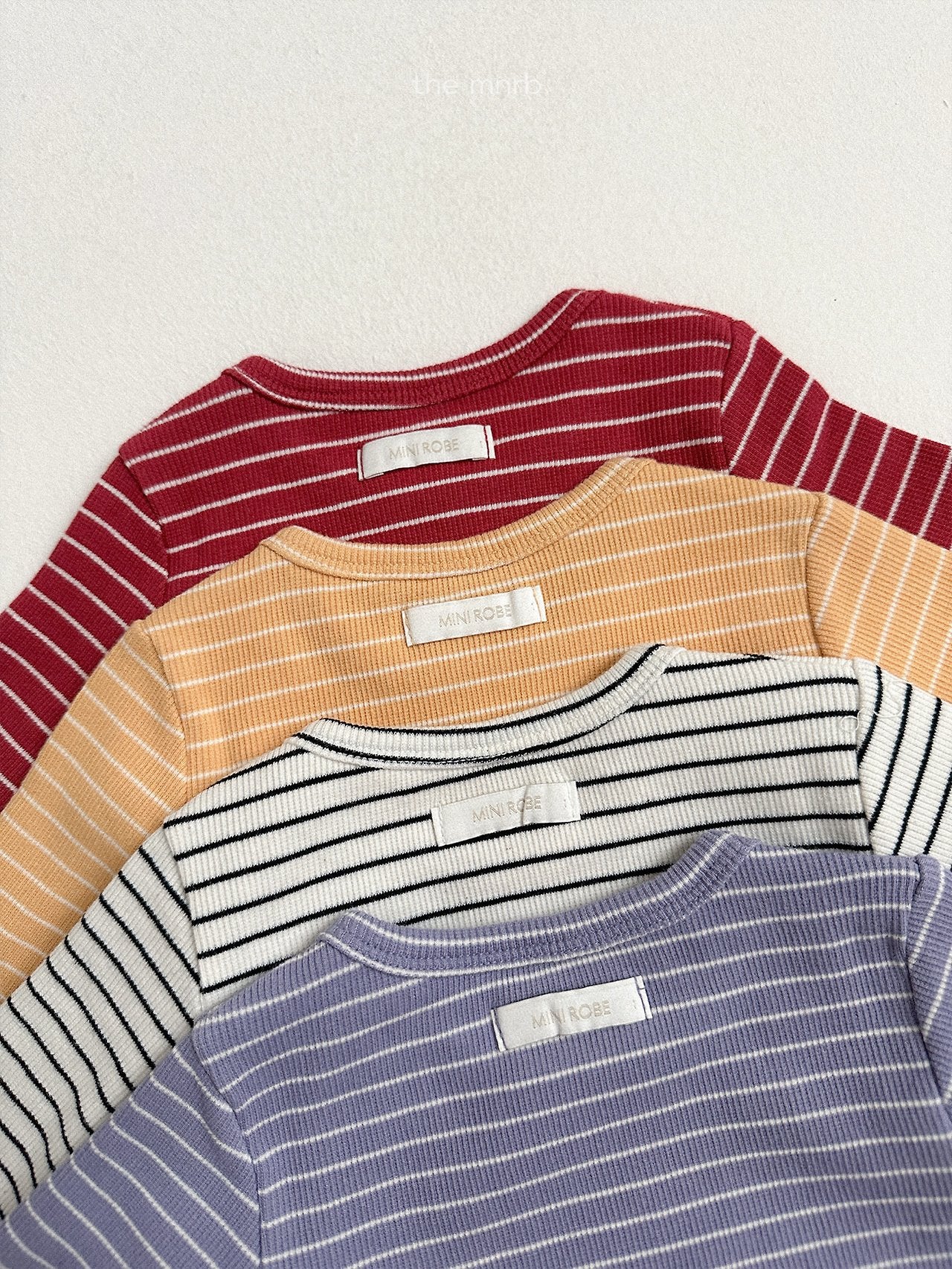 ［minirobe］Round Striped Long Sleeve Tee