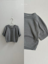［minirobe］Emblem 3/4 Sleeve Knit