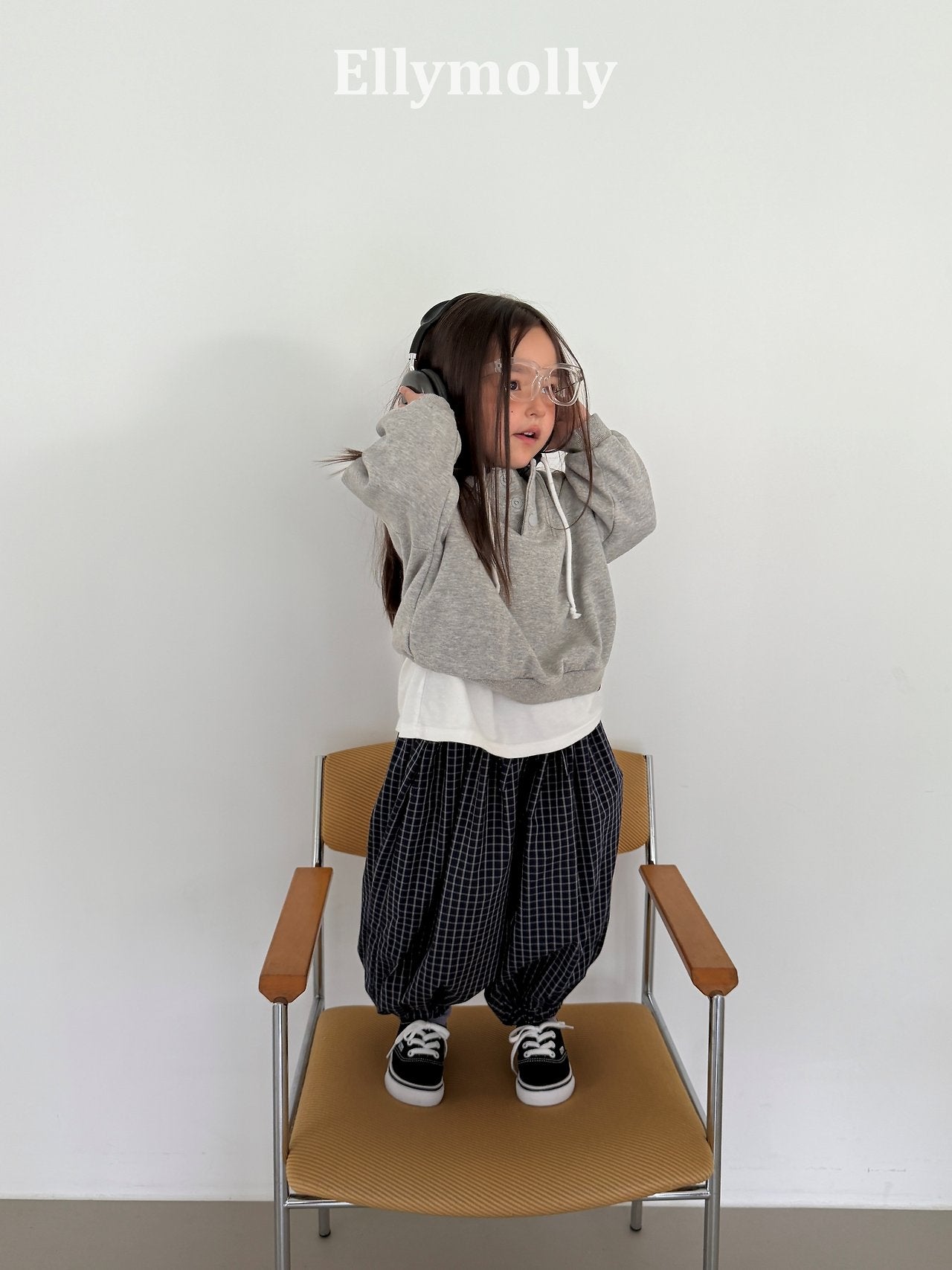 ［ELLY MOLLY］Autumn grid balloon pants