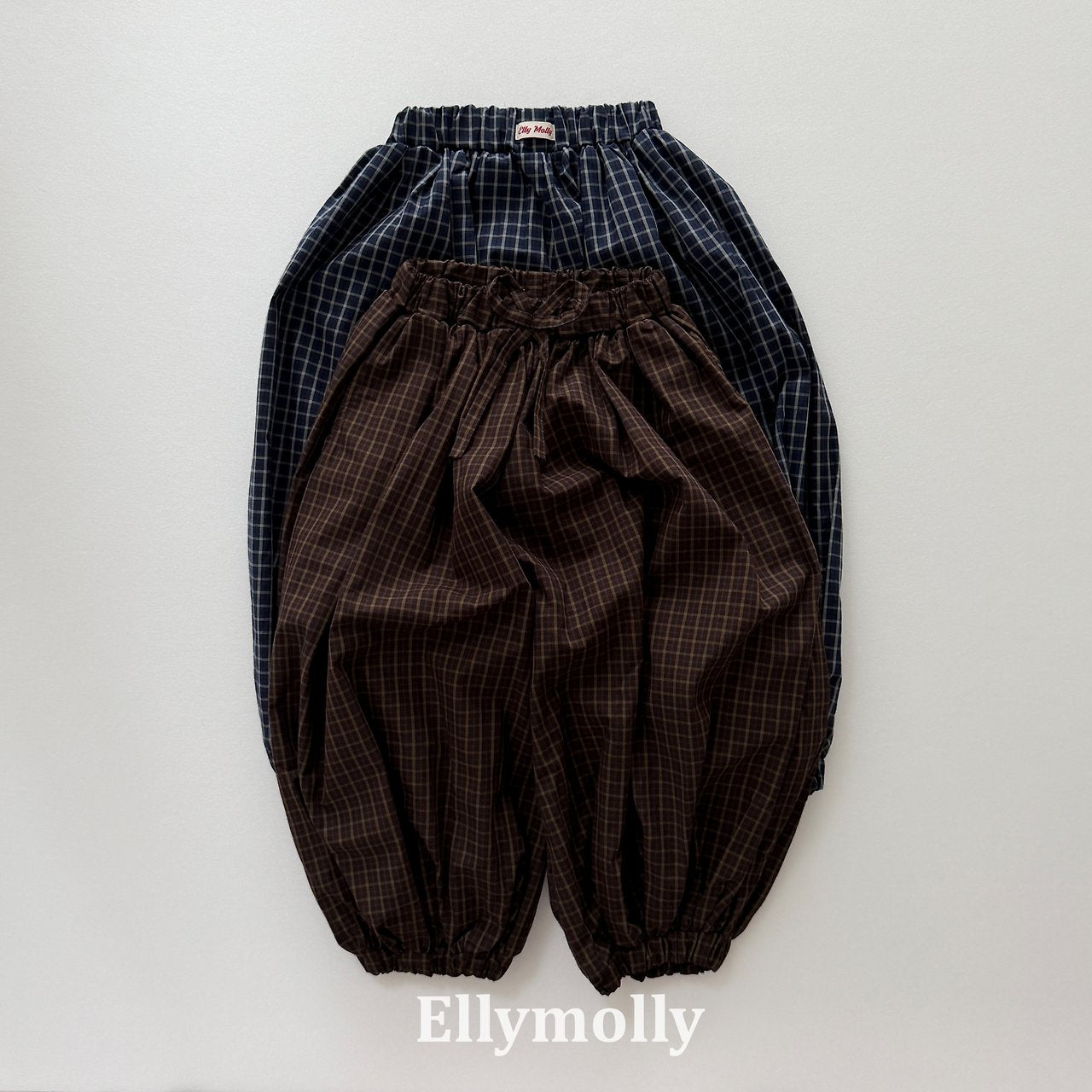 ［ELLY MOLLY］Autumn grid balloon pants