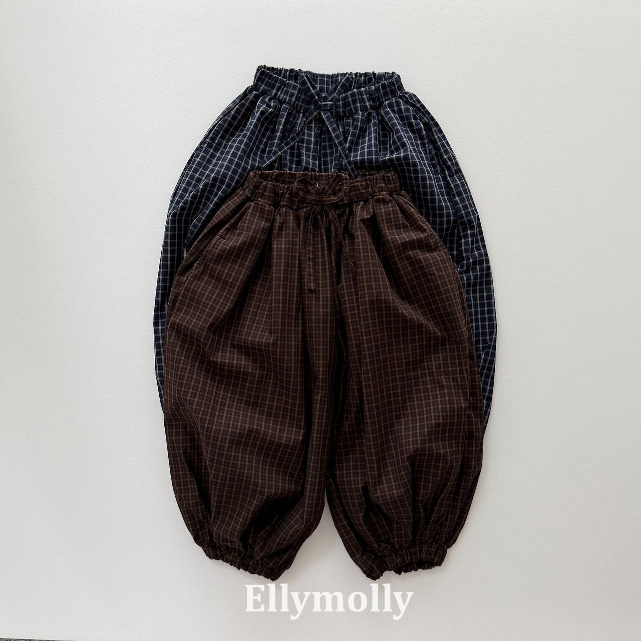 ［ELLY MOLLY］Autumn grid balloon pants