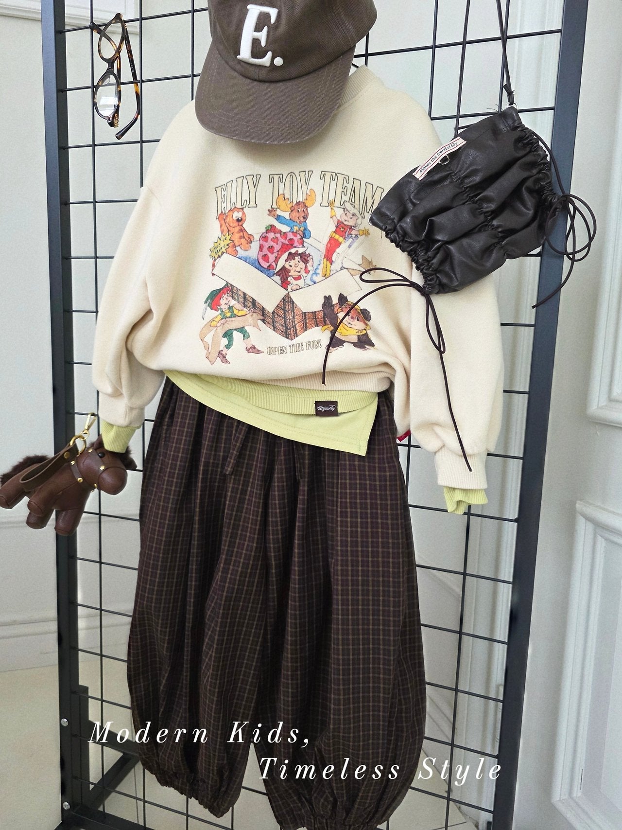 ［ELLY MOLLY］Autumn grid balloon pants