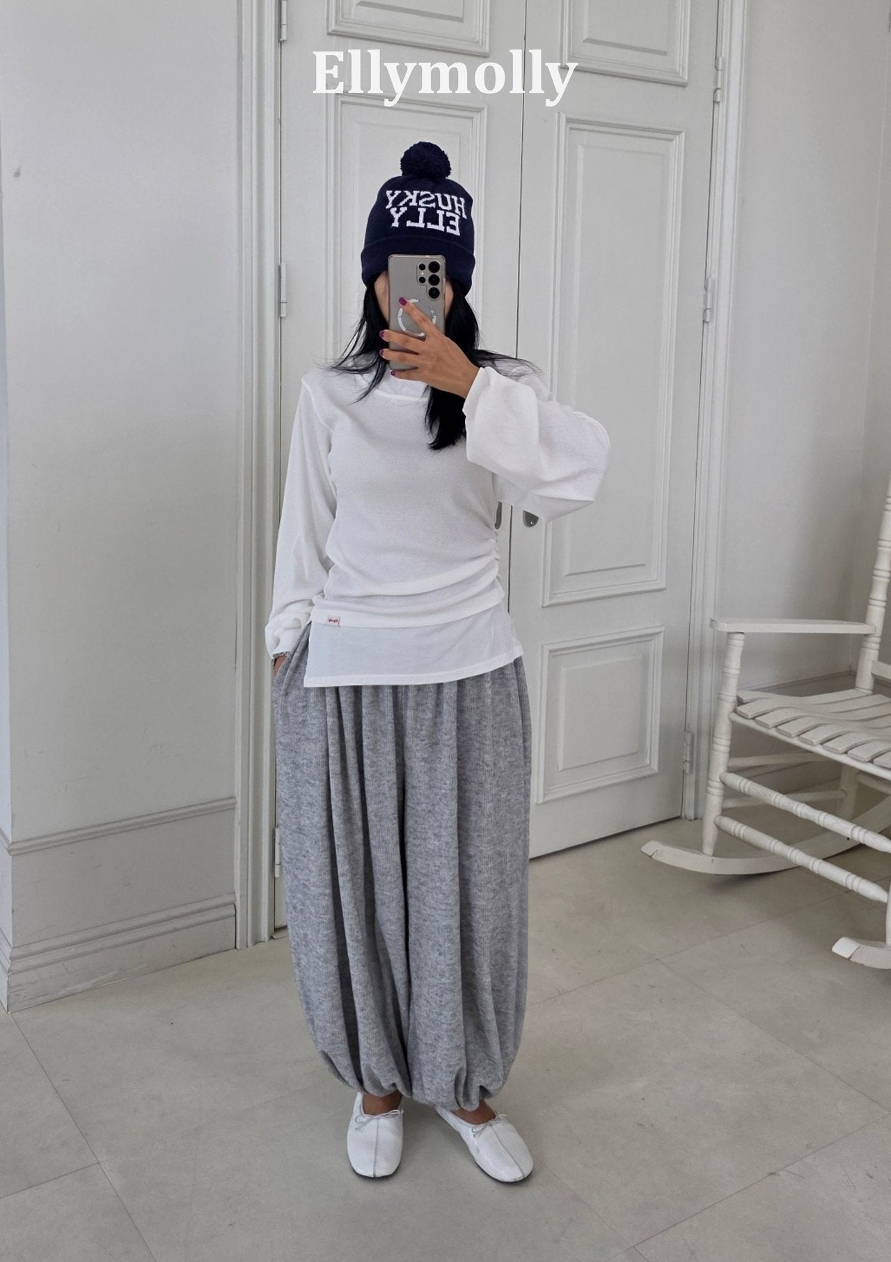 ［ELLY MOLLY］Husky pompom beanire
