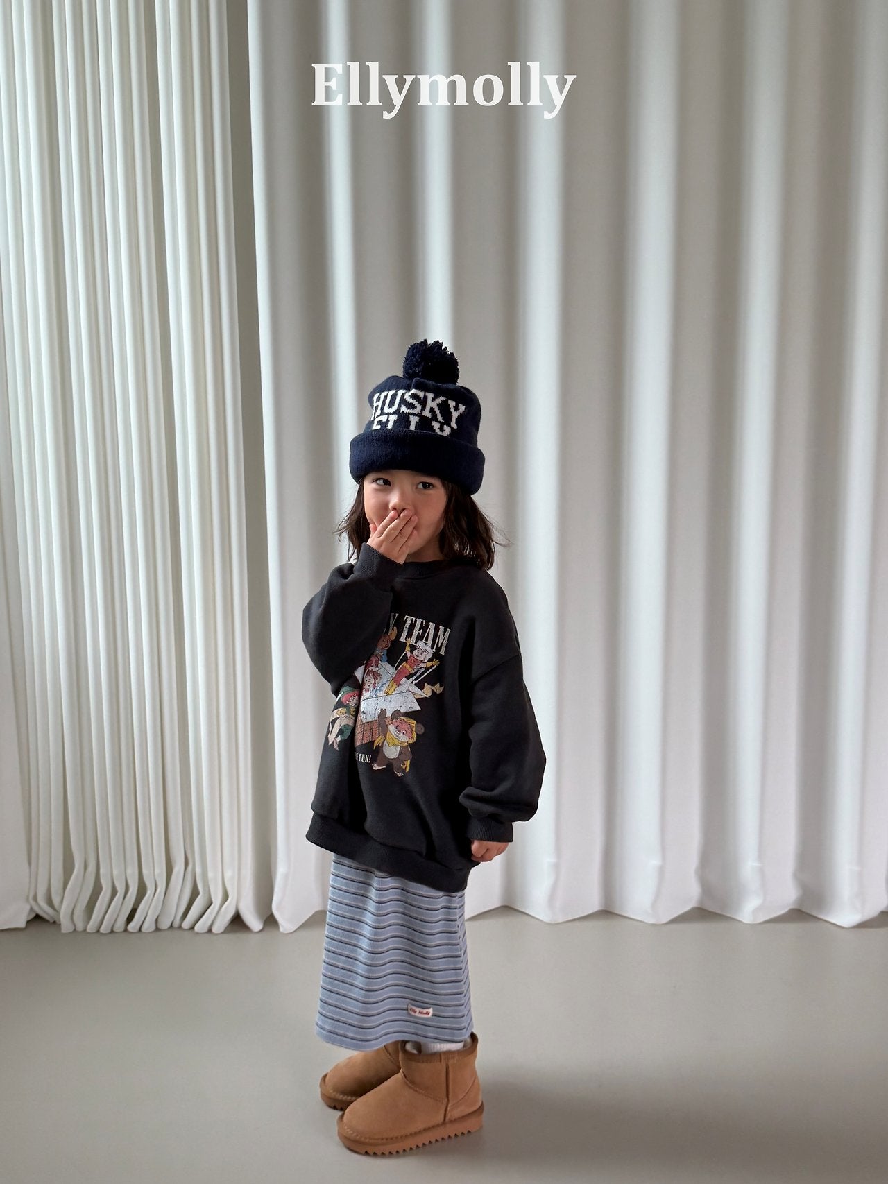 ［ELLY MOLLY］Husky pompom beanire