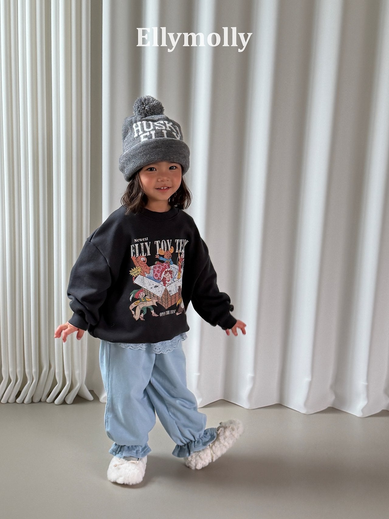 ［ELLY MOLLY］Husky pompom beanire