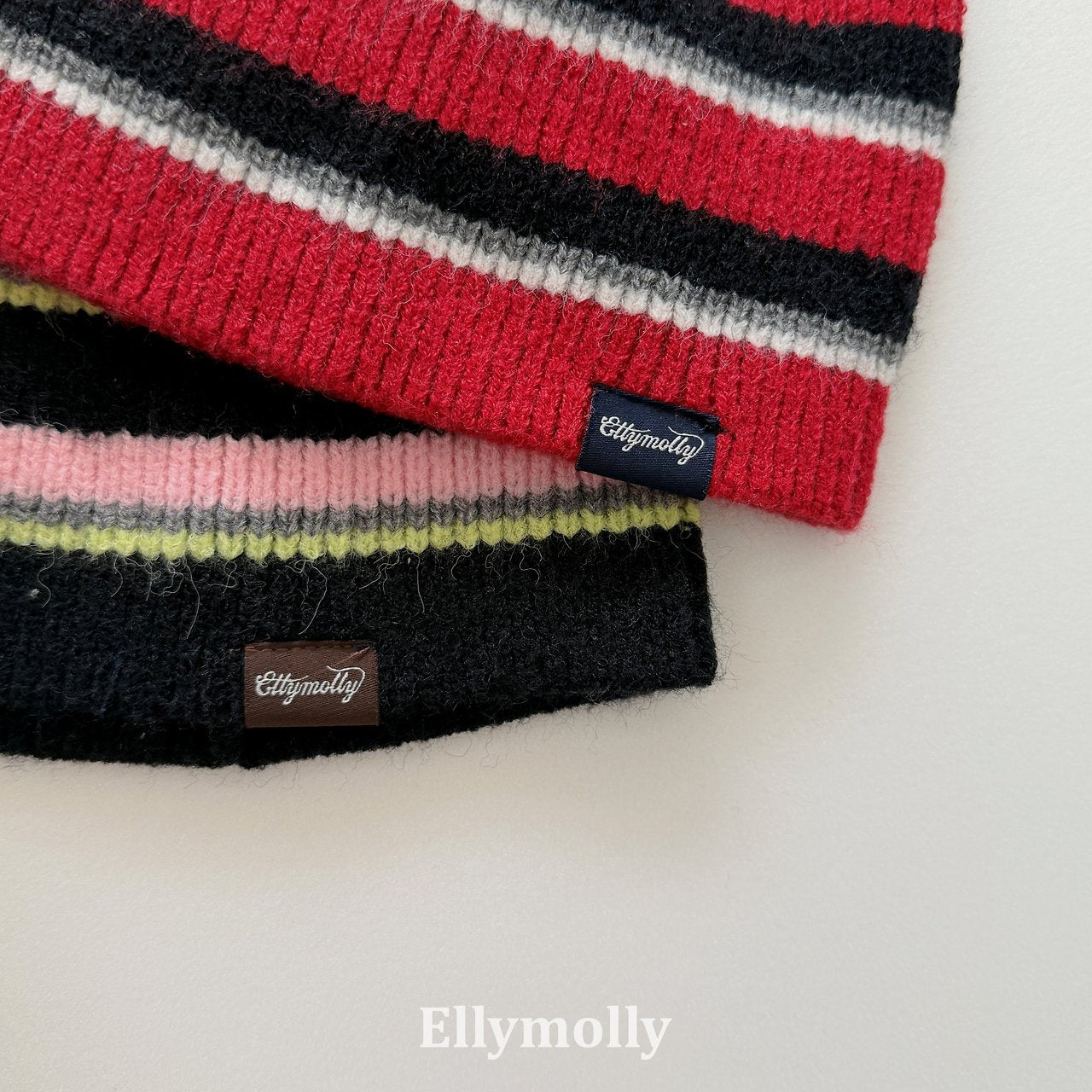 ［ELLY MOLLY］Retro stripe beanie