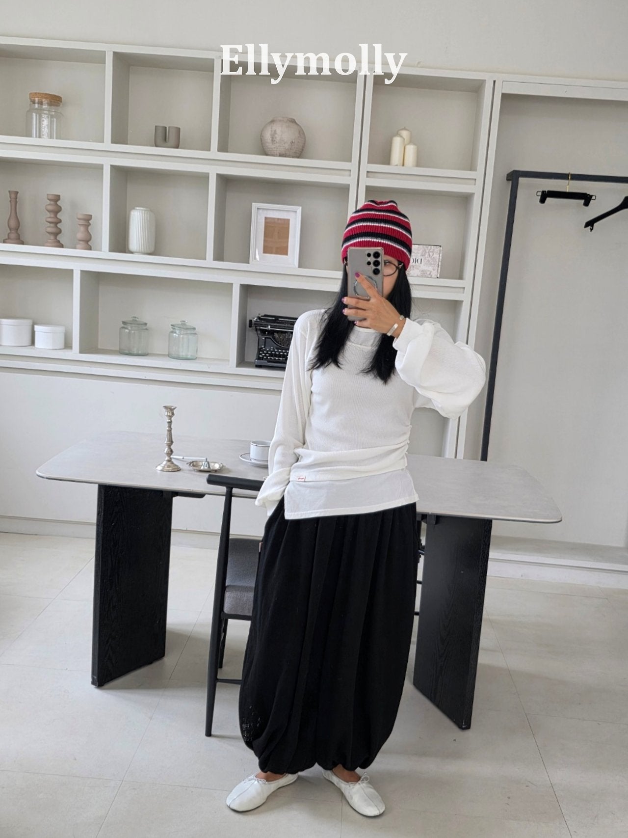 ［ELLY MOLLY］Retro stripe beanie