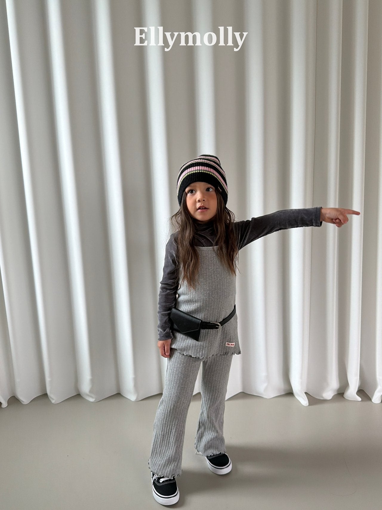 ［ELLY MOLLY］Retro stripe beanie