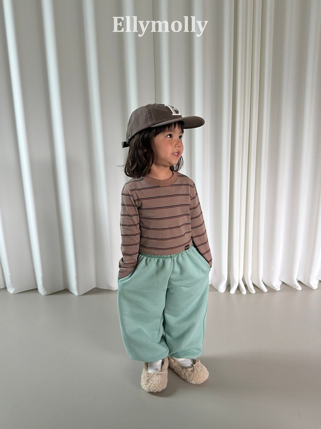［ELLY MOLLY］Diver stripe crop tee