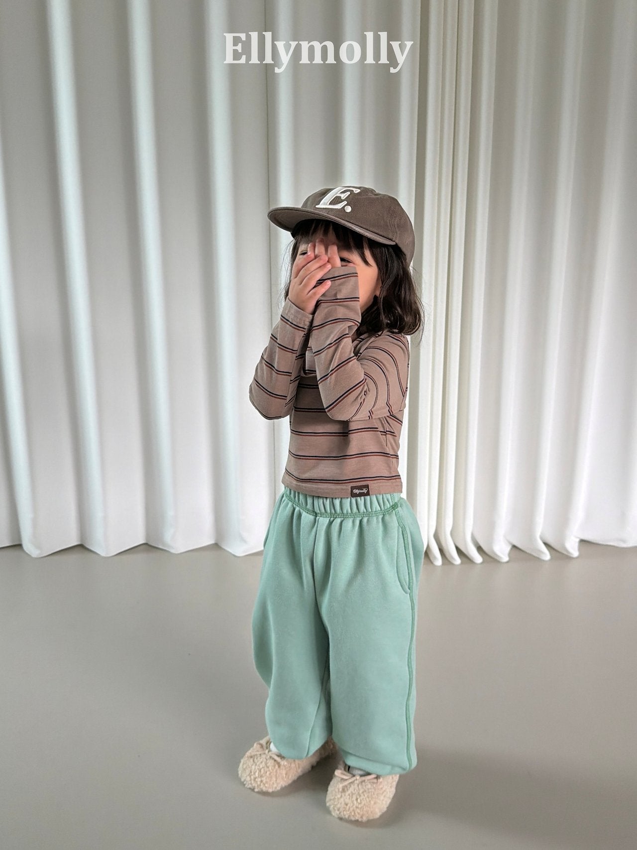 ［ELLY MOLLY］Diver stripe crop tee
