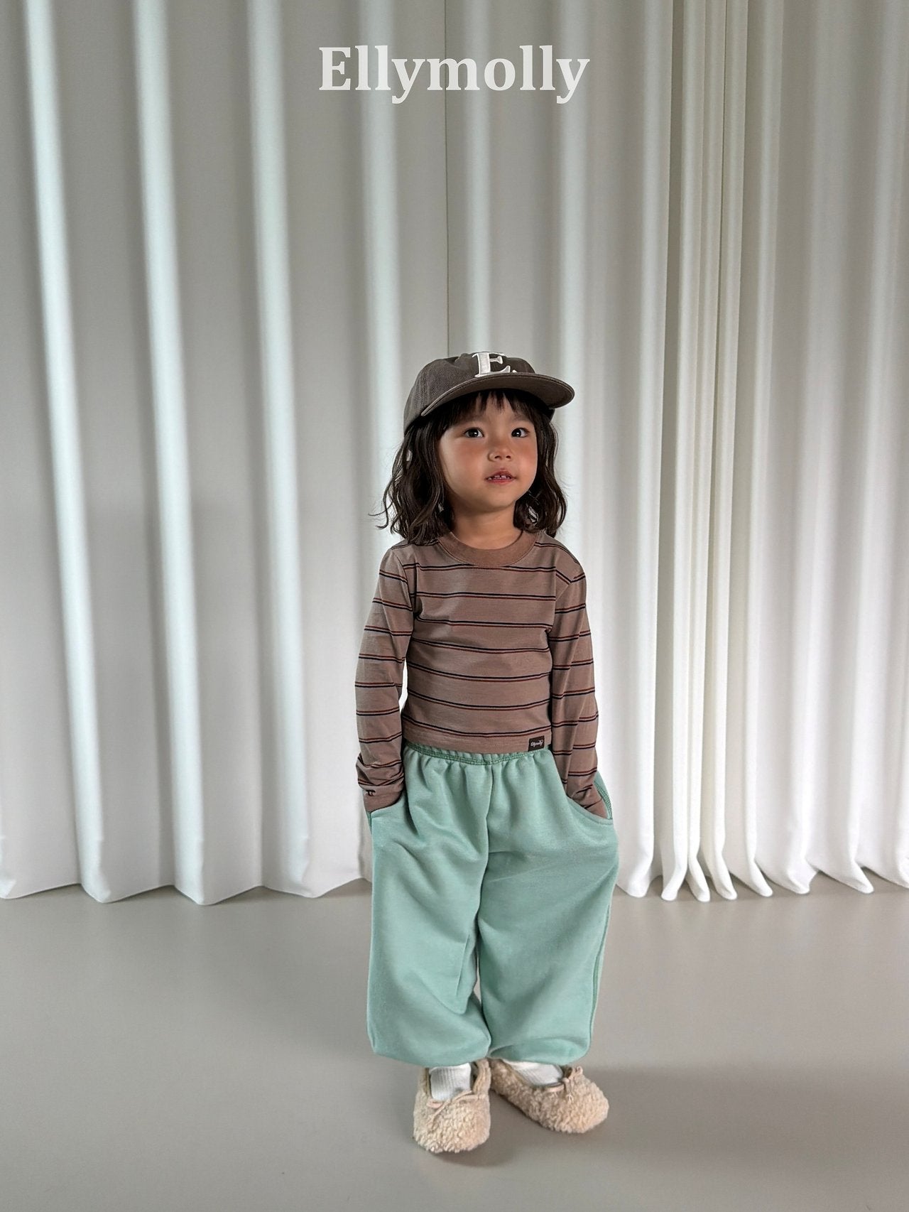 ［ELLY MOLLY］Diver stripe crop tee