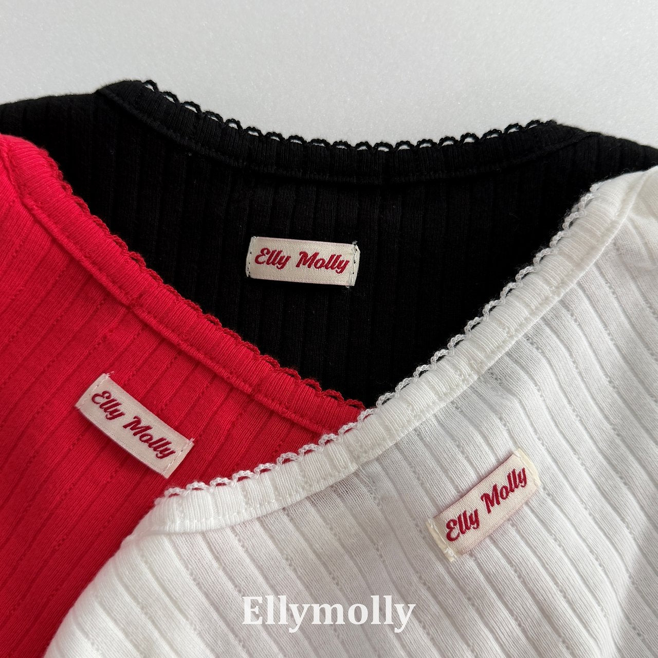 ［ELLY MOLLY］Pico lace lip tee