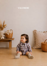 ［valubebe］Check ribbon rompers