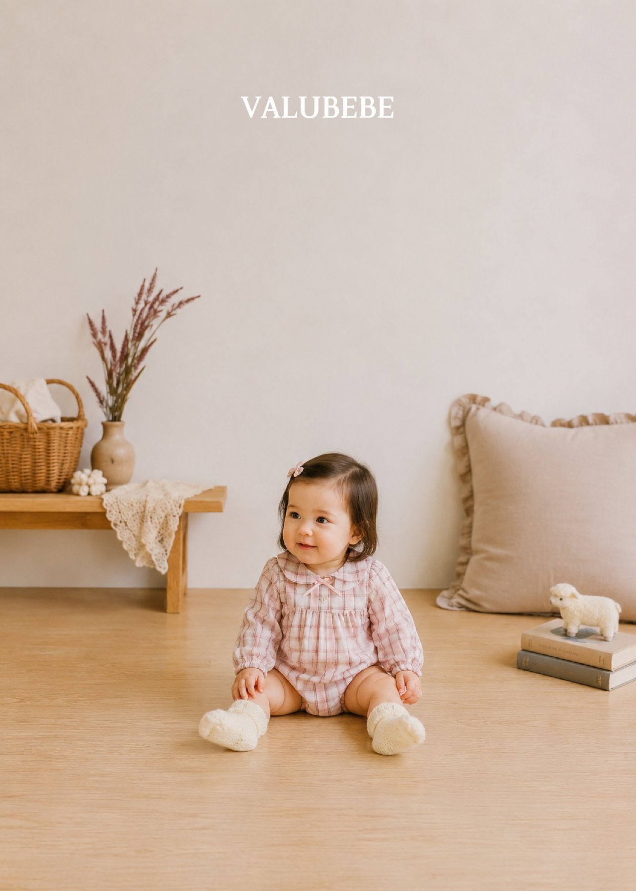 ［valubebe］Check ribbon rompers