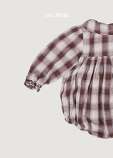 ［valubebe］Check ribbon rompers