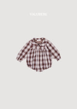 ［valubebe］Check ribbon rompers