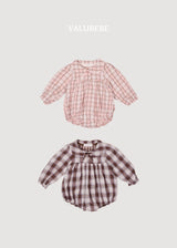 ［valubebe］Check ribbon rompers