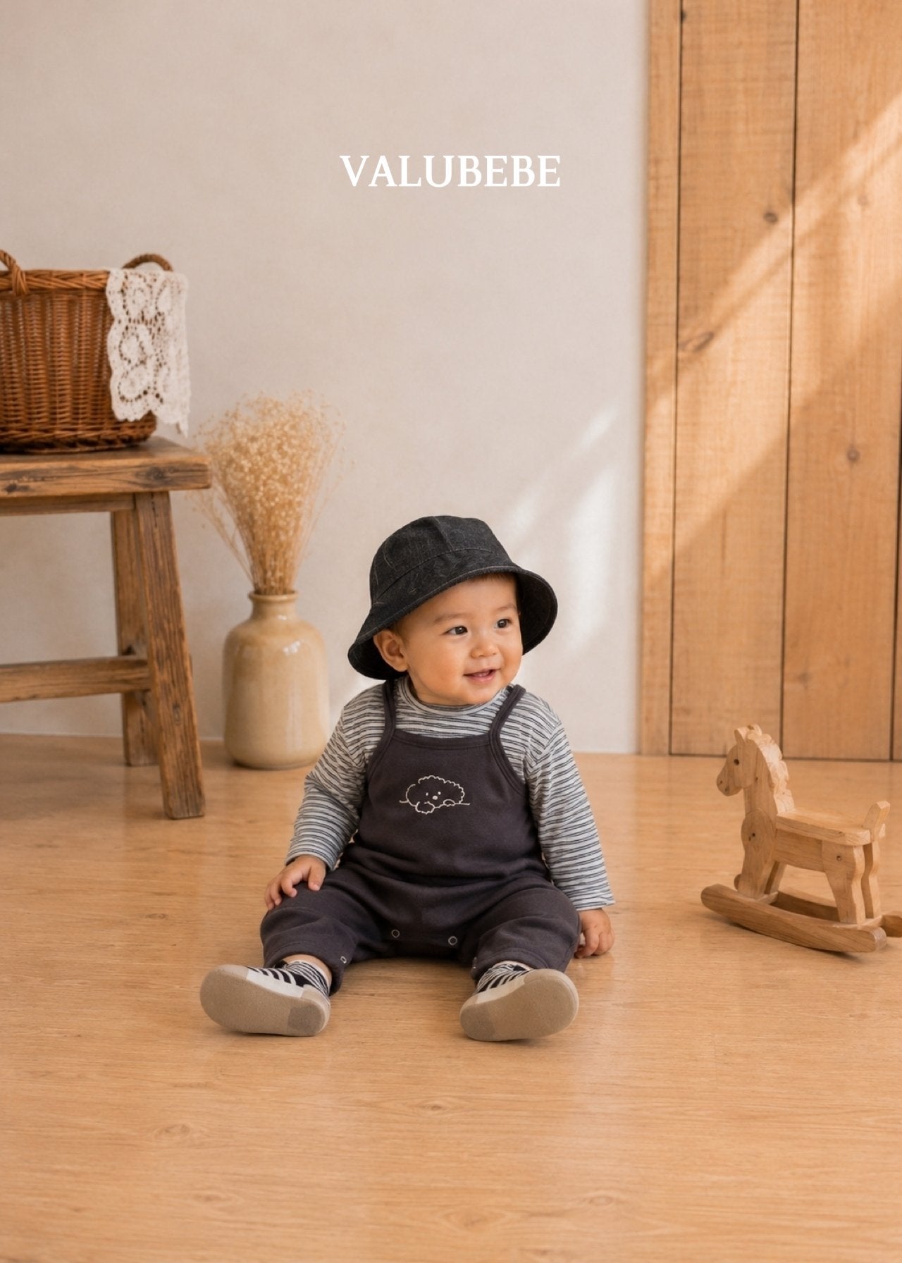 ［valubebe］Stripe button tee