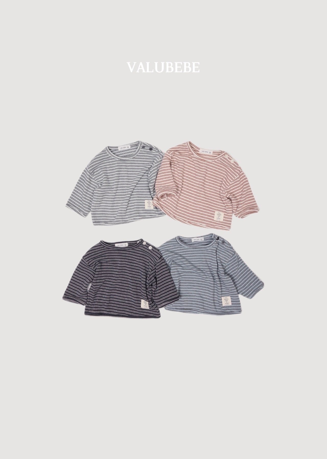 ［valubebe］Stripe button tee