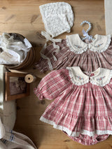 ［marron］Check collar rompers