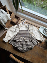 ［marron］Check cancan rompers