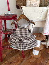 ［marron］Check cancan rompers