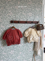［marron］Heart corduroy rompers