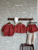 ［marron］Heart corduroy rompers