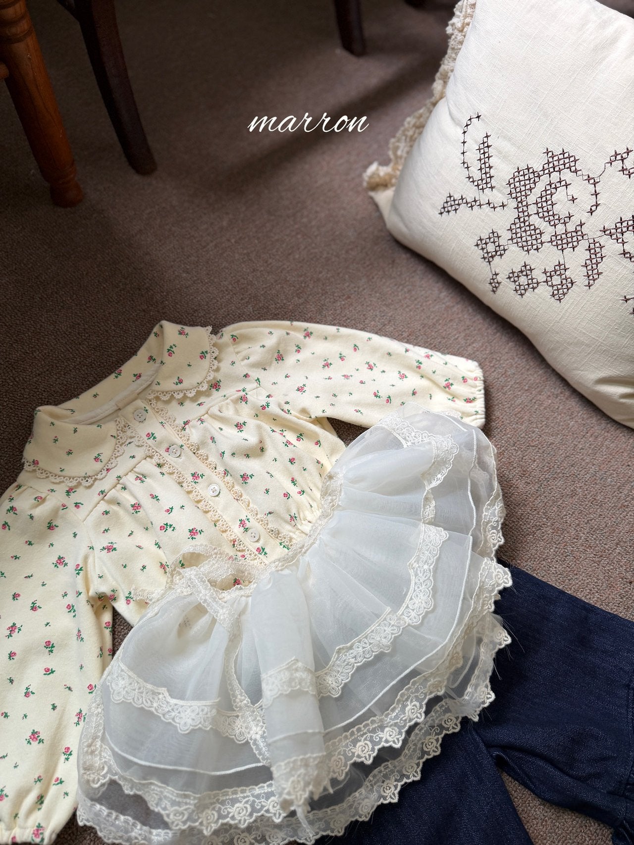 ［marron］Dear organza apron skirt
