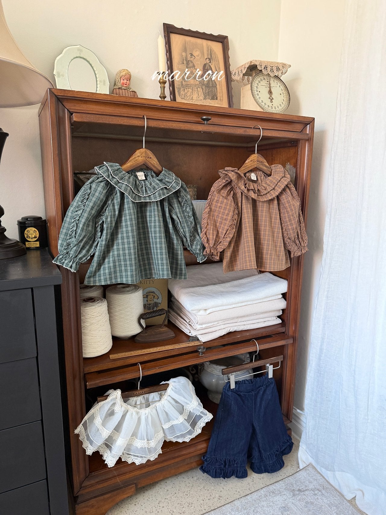 ［marron］Denim frill pants