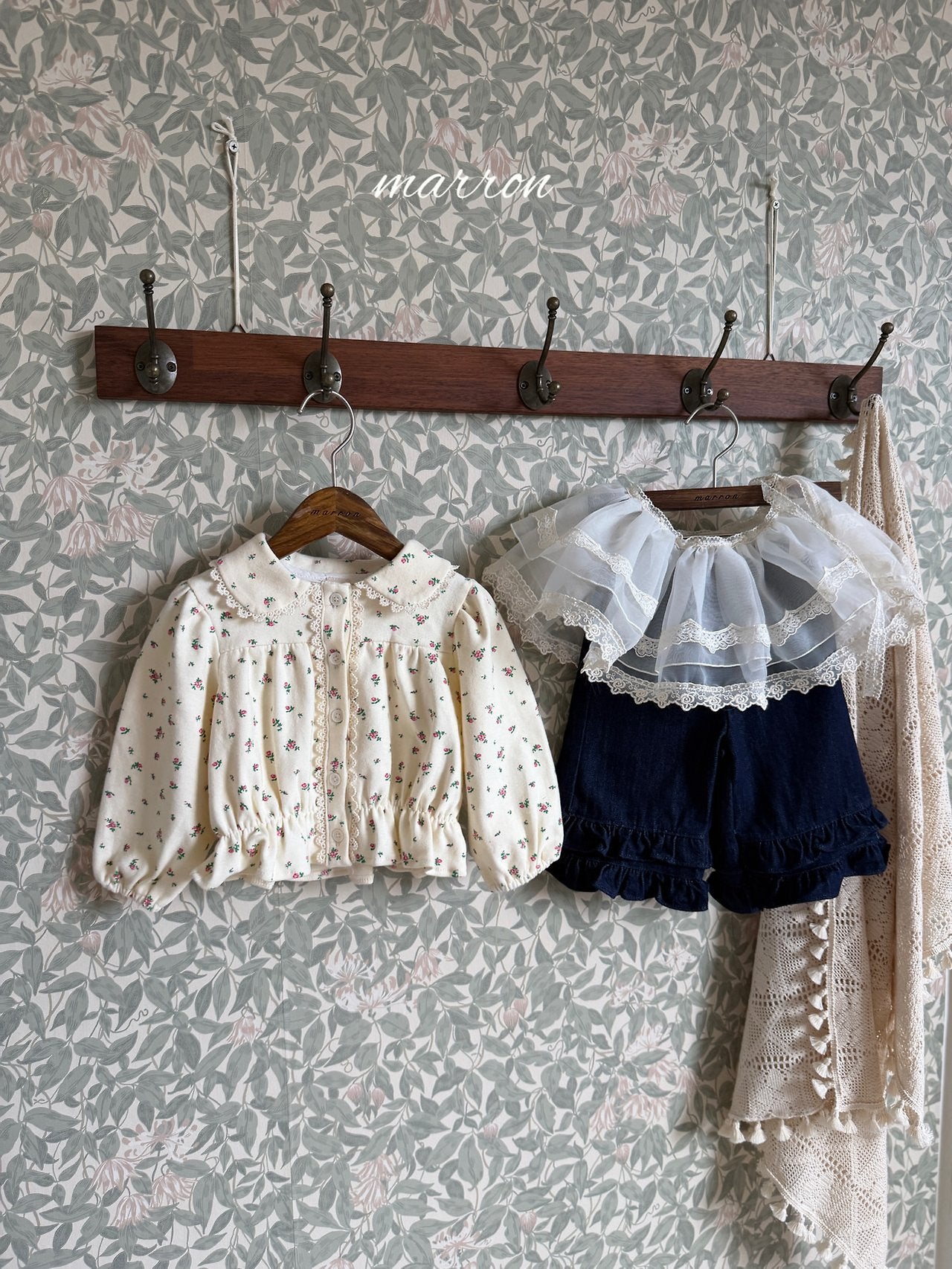 ［marron］Denim frill pants