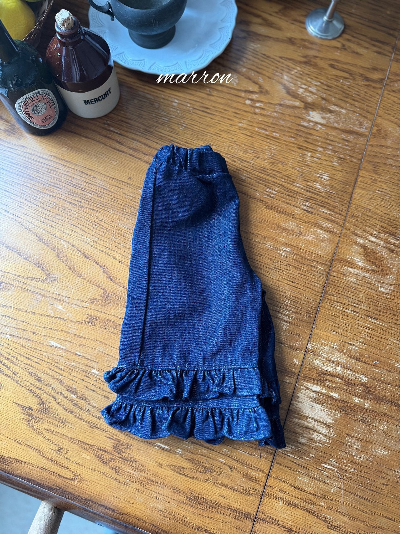 ［marron］Denim frill pants