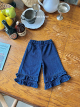 ［marron］Denim frill pants