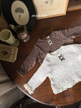 ［marron］Flower ribbon lace tops