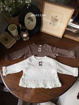［marron］Flower ribbon lace tops