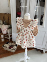 ［marron］Flower frill apron