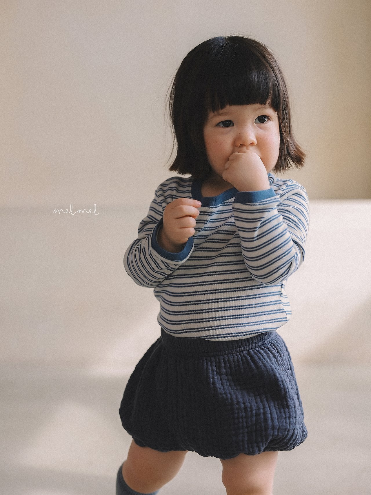 ［melmel］Contrast Stripe Tee