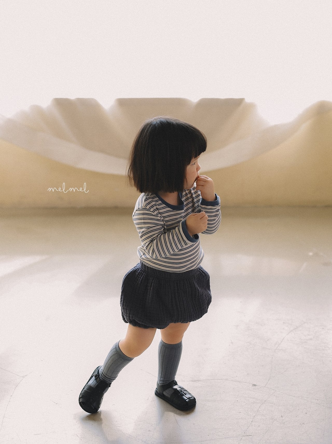 ［melmel］Contrast Stripe Tee