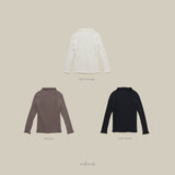 ［melmel］Mock Neck Rib Tee