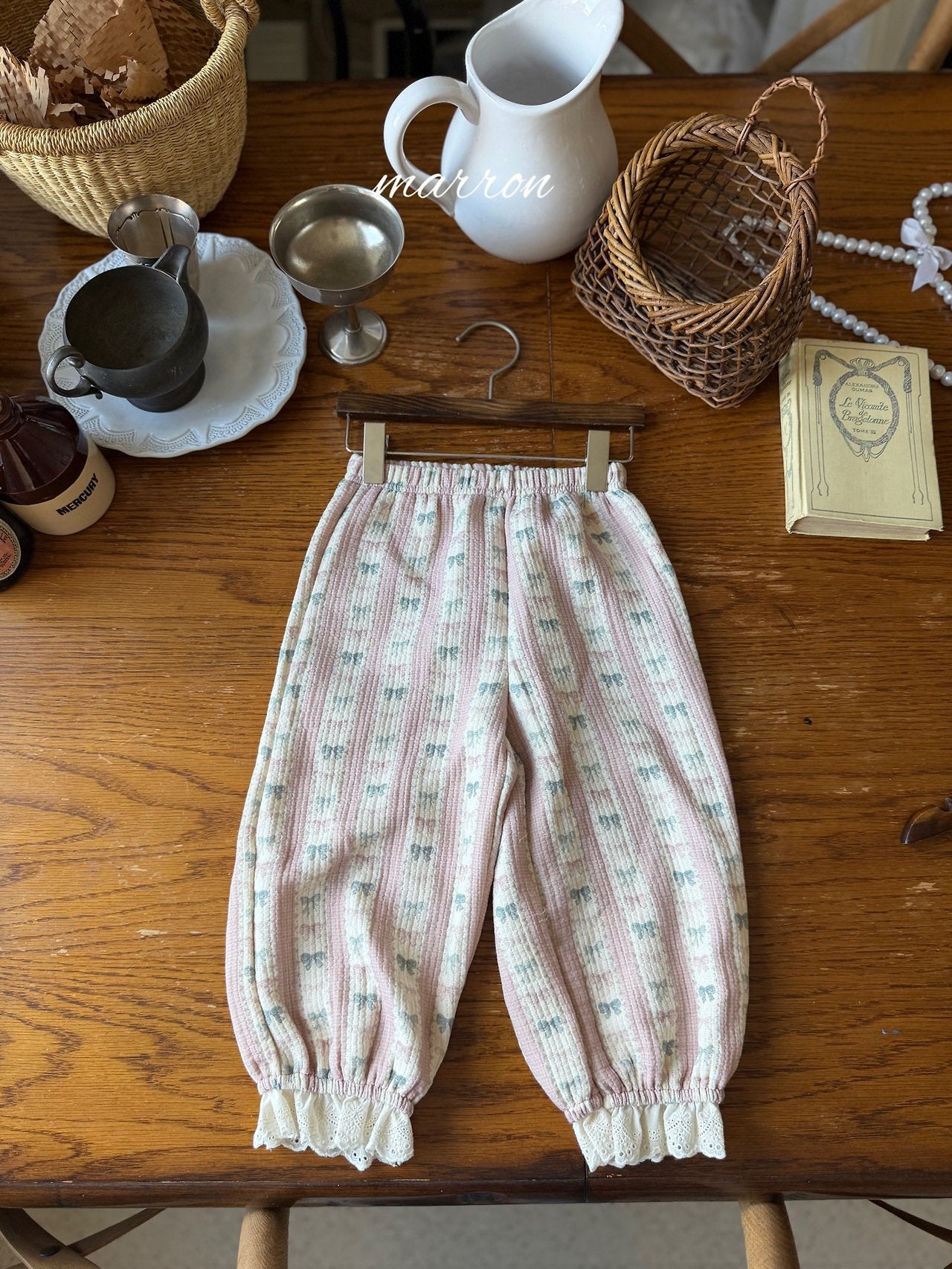 ［marron］Peter ribbon lace pants