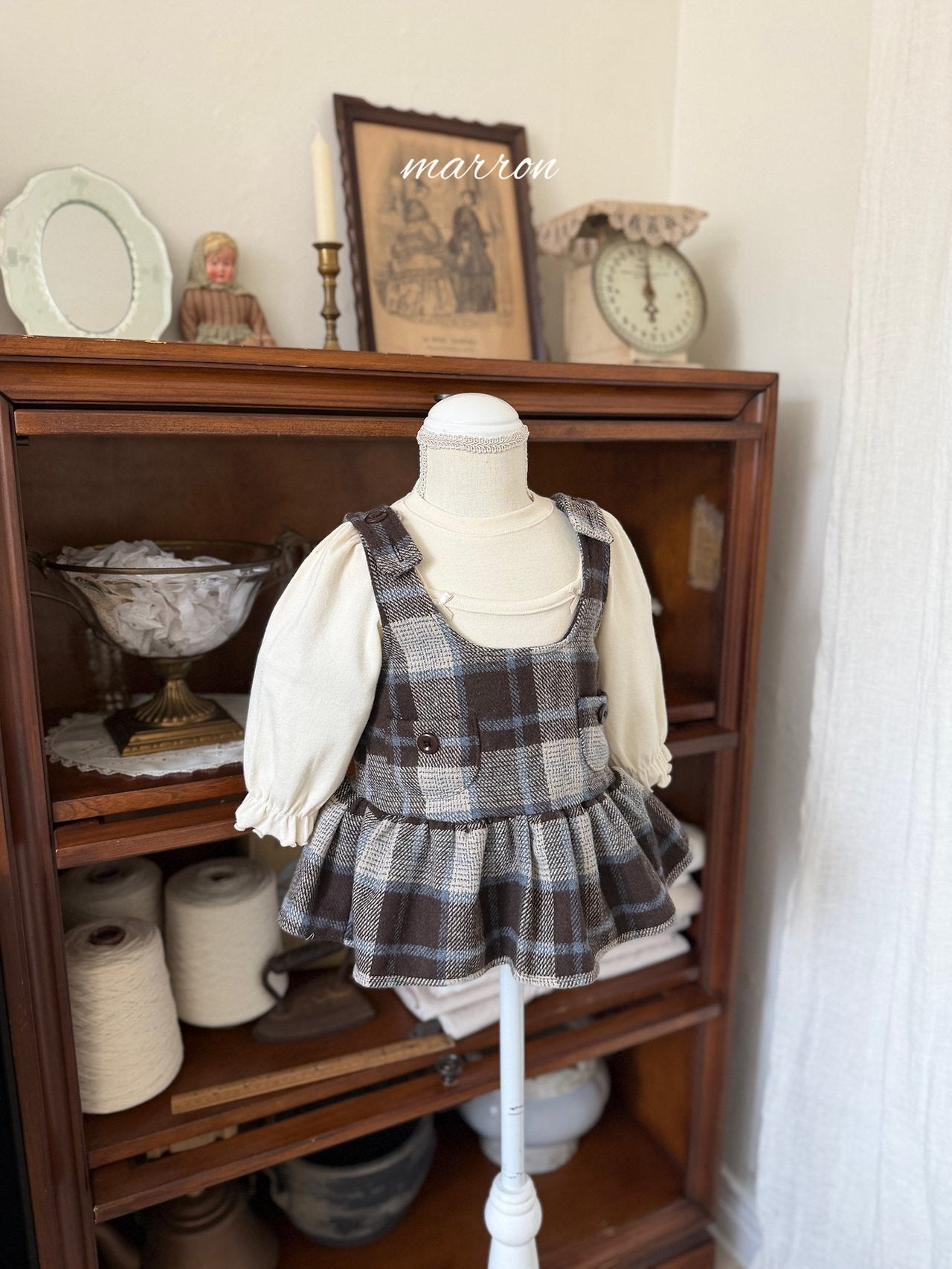 ［marron］Dorothy check one-piece