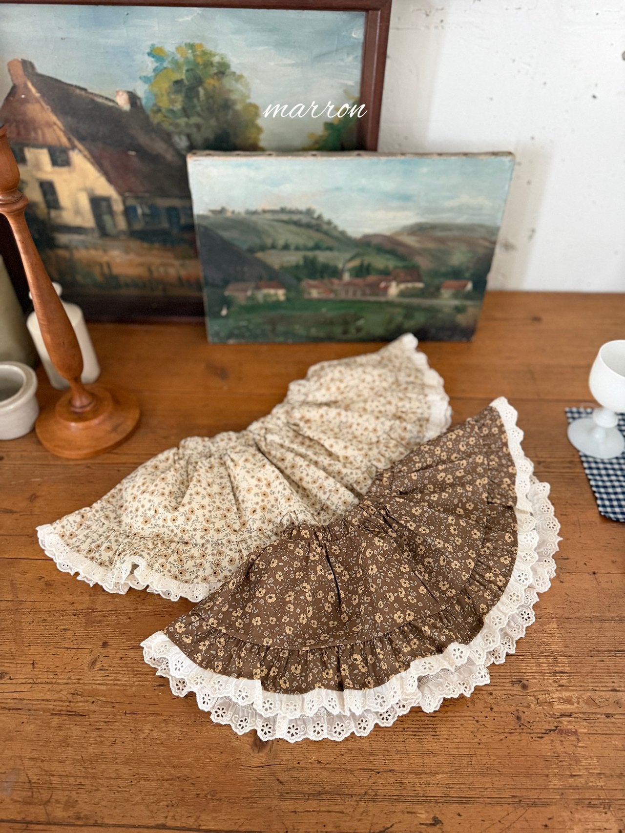 ［marron］Lua flower lace skirt