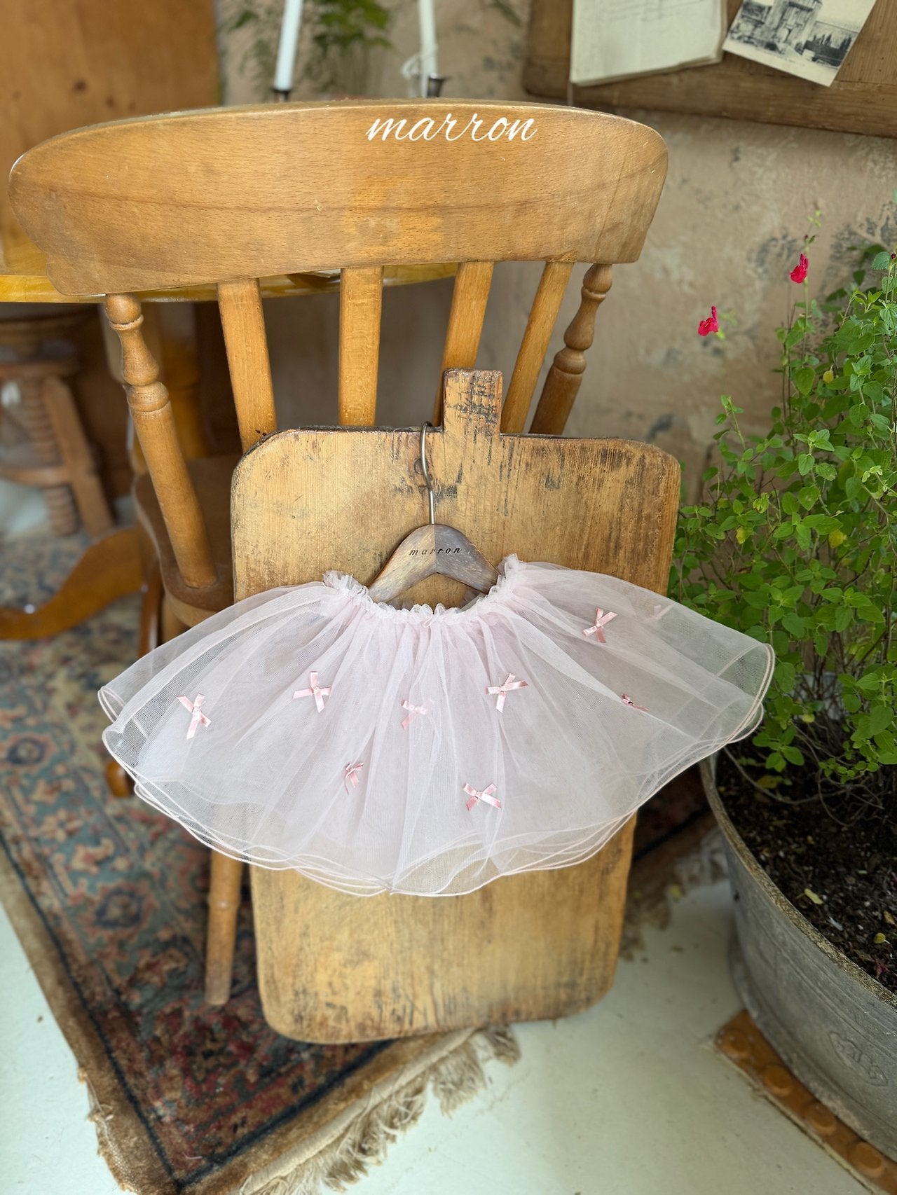 ［marron］Ribbon shasha skirt