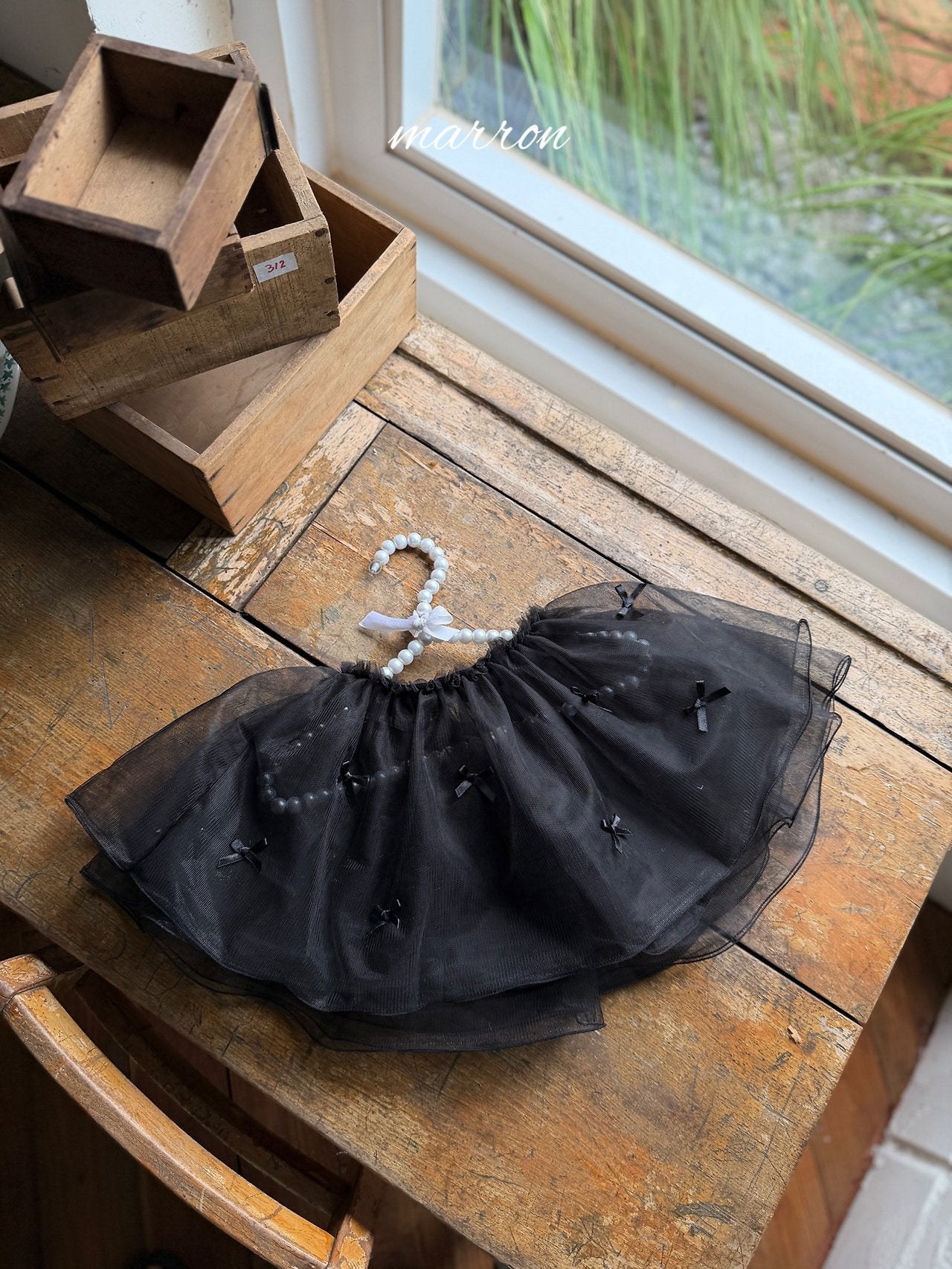 ［marron］Ribbon shasha skirt