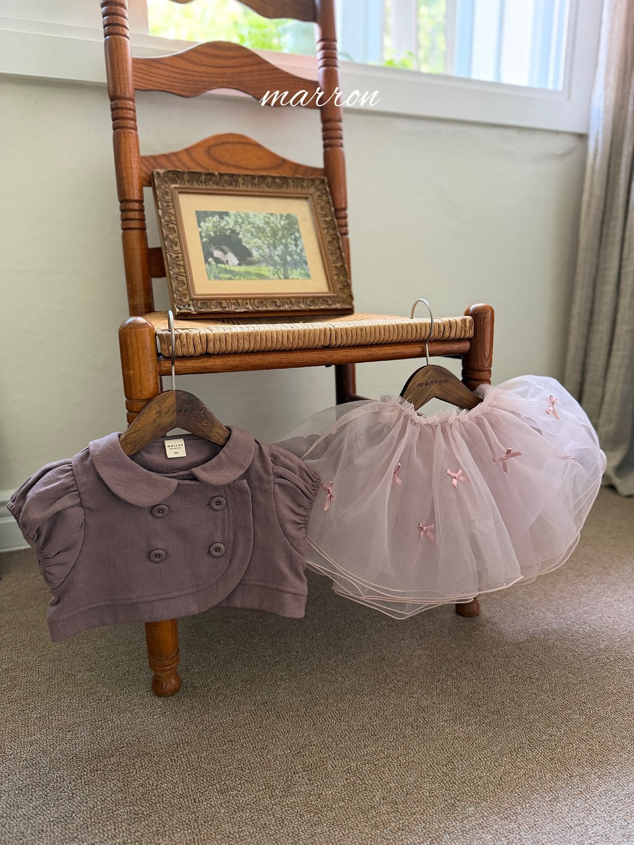 ［marron］Ribbon shasha skirt