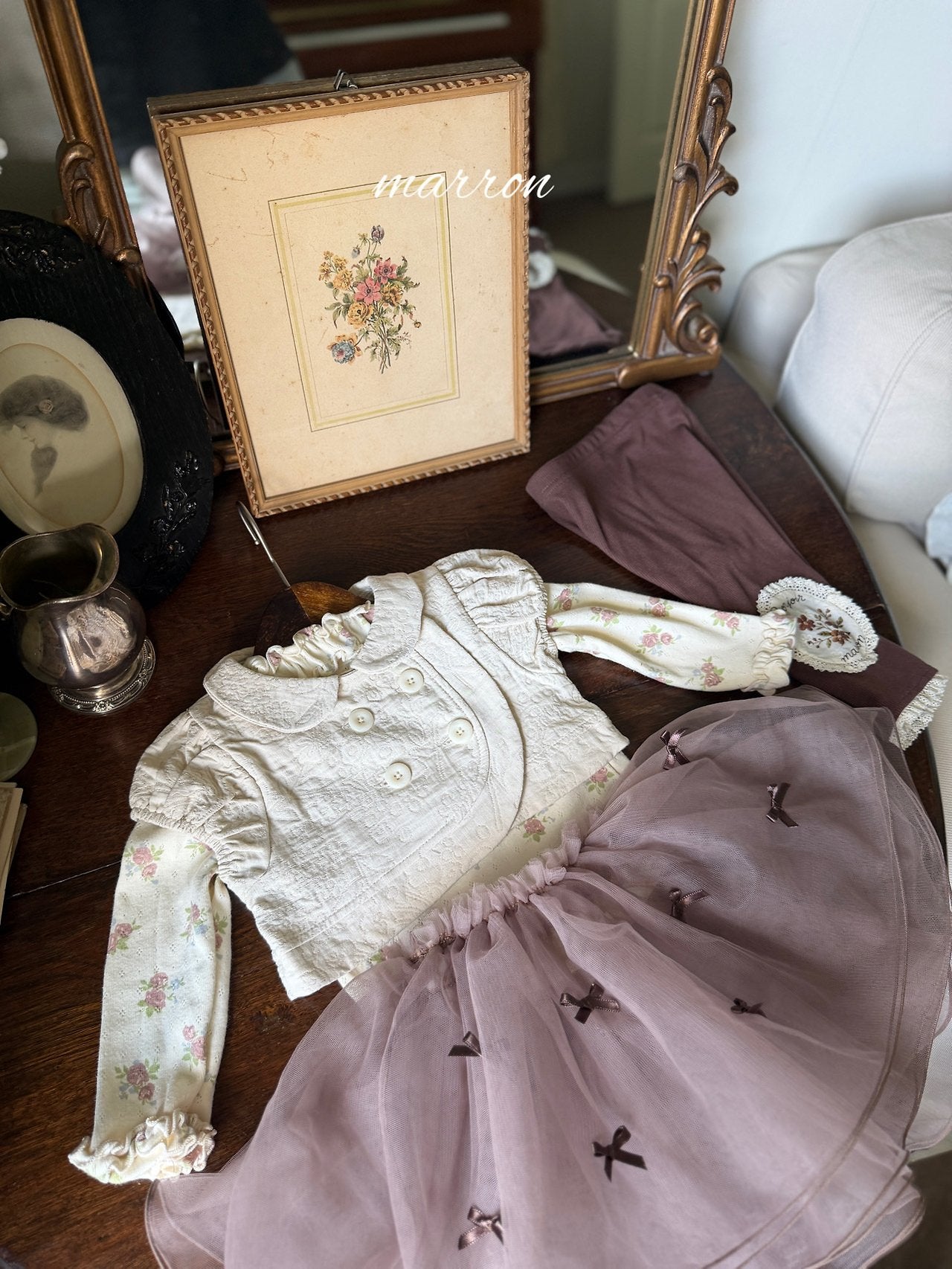 ［marron］Ribbon shasha skirt