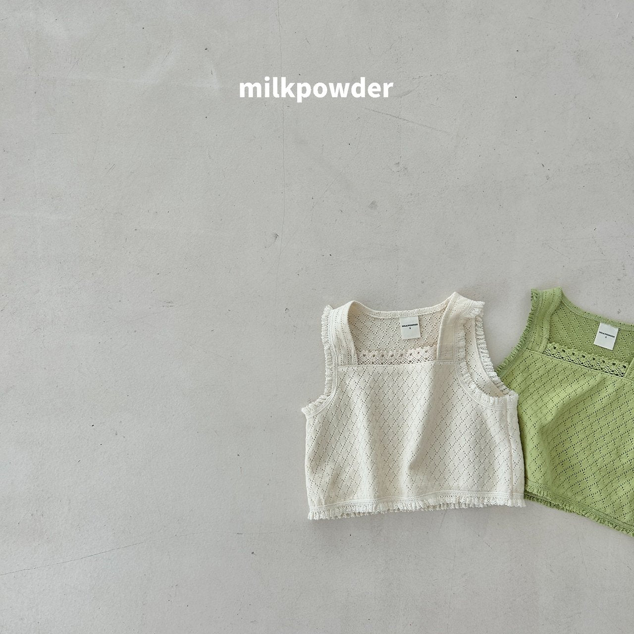 ［milk powder］Lime lace vest